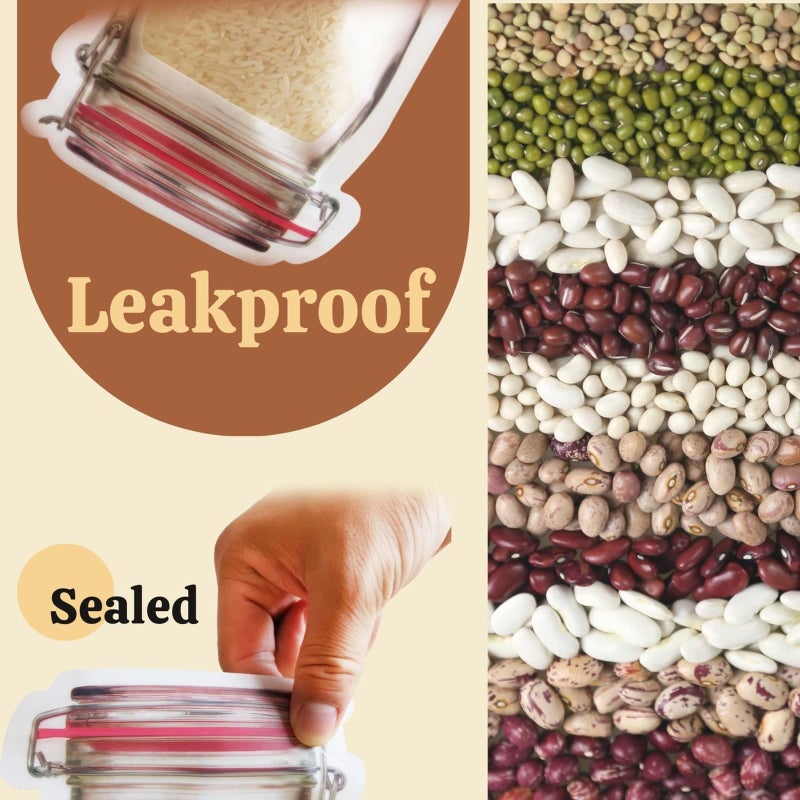 laffeya Candy Snack Bag, 20 Red 500ML Reusable Mason Jar Bags - Ideal for Tea and cookies Storage - Image 5